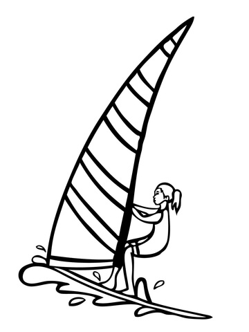 Windsurfer Girl Coloring Page